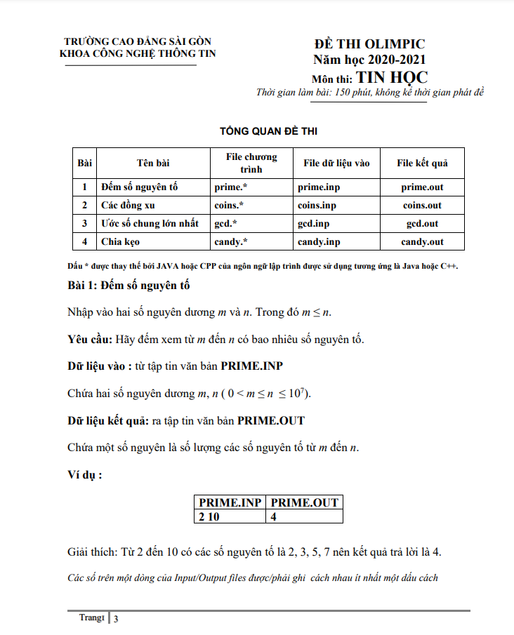 Olympic tin học sinh viên Cao Đẳng Sài Gòn 2021 – Nơi tri thức được tỏa sáng