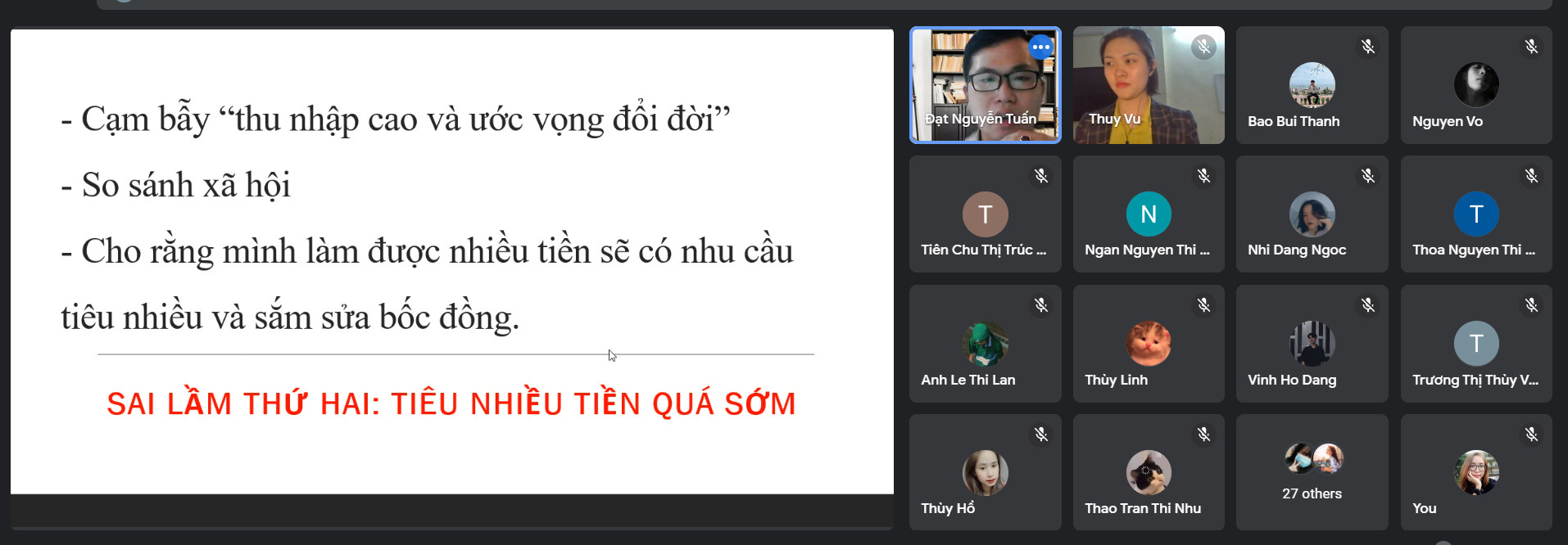 Một số sai lầm trong việc chi tiêu tài chính các bạn trẻ hay gặp phải được khách mời đề cập đến trong buổi hội thảo