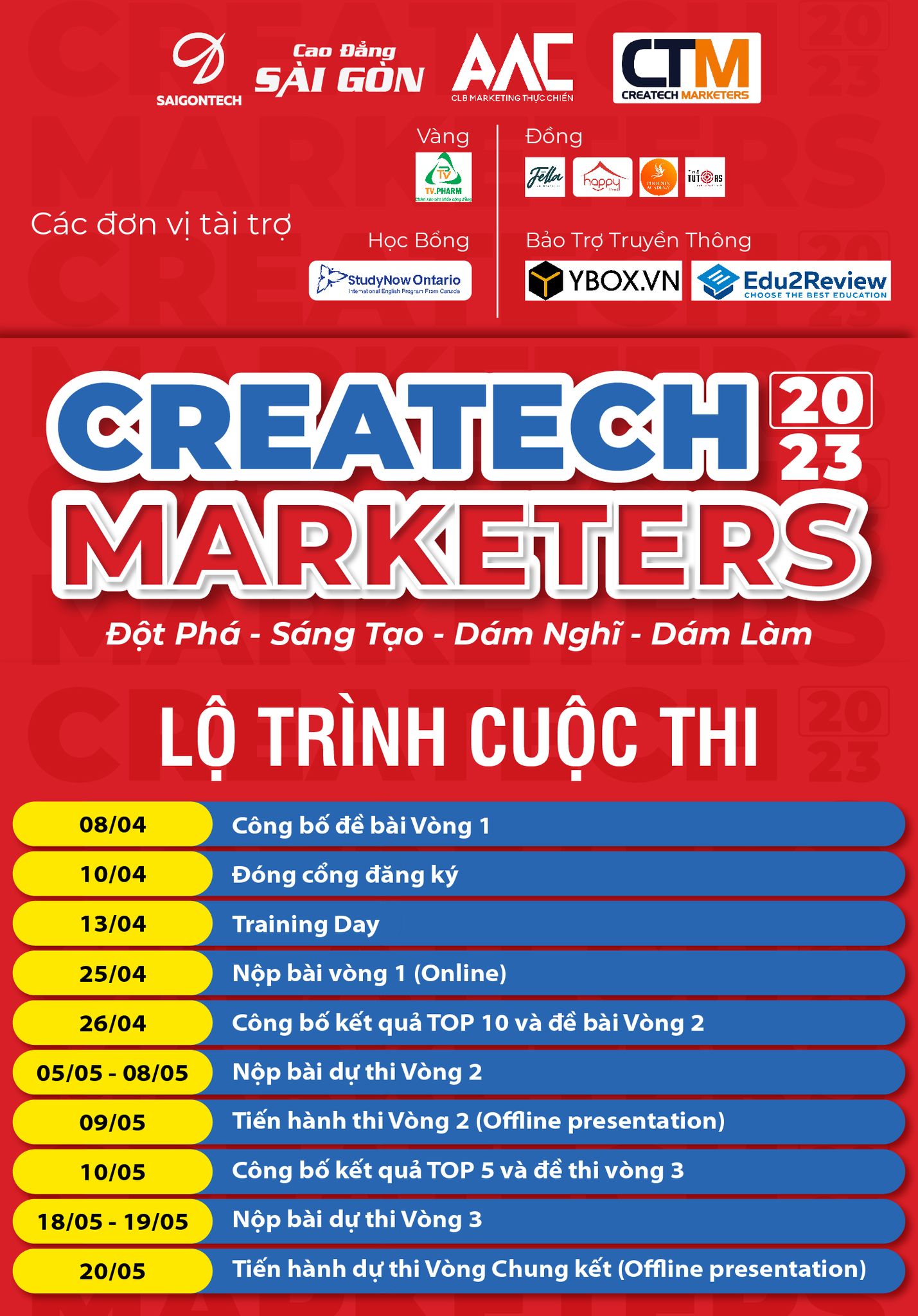 Các mốc thời gian quan trọng của cuộc thi Marketing "CreaTech Marketers 2023"