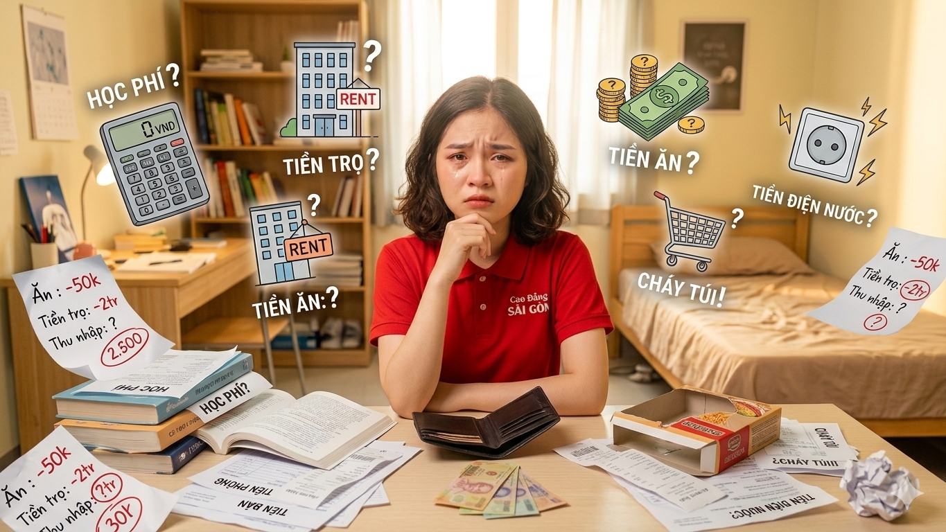 nỗi lo về các khoản chi tiêu của sinh viên